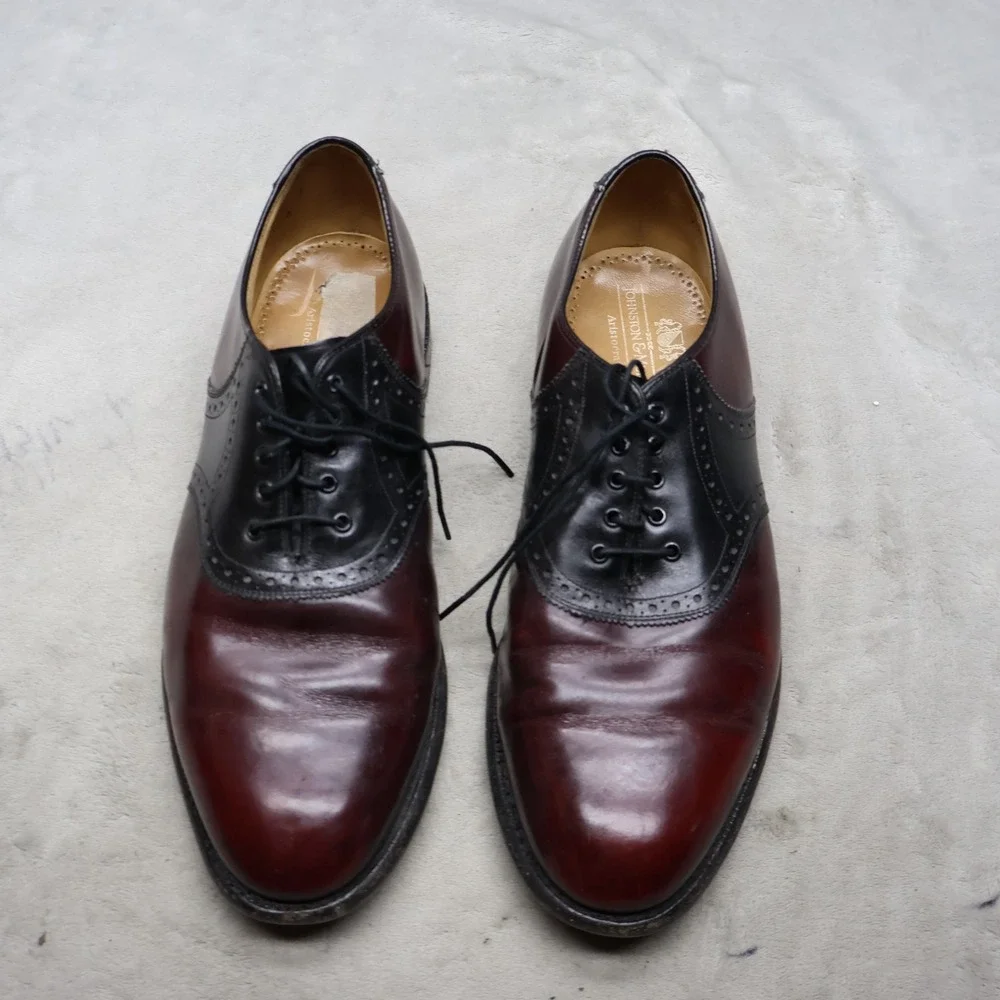 Johnston Murphy Aristocraft Mens 10.5 Oxford Shoes Red Leather Dress Wingtip